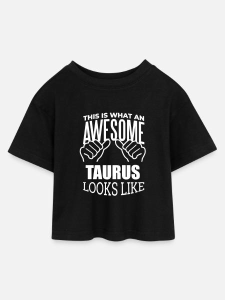 Stier, Stier, Stier, Stier - Kinder Cropped Jersey T-Shirt - Schwarz