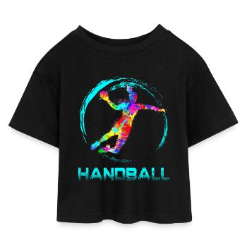 Handball Fem - T-shirt Crop Top en jersey Enfant - noir - Devant