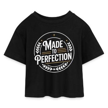 Fait à la perfection mûri à la perfection parfait - T-shirt Crop Top en jersey Enfant - noir - Devant