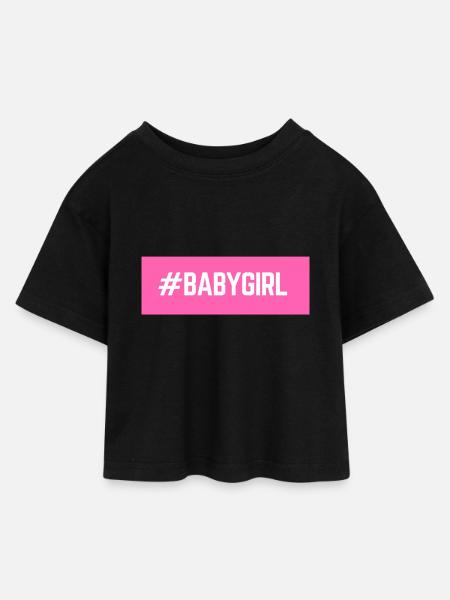 #BABYGIRL - Kids’ Cropped Jersey T-Shirt - black
