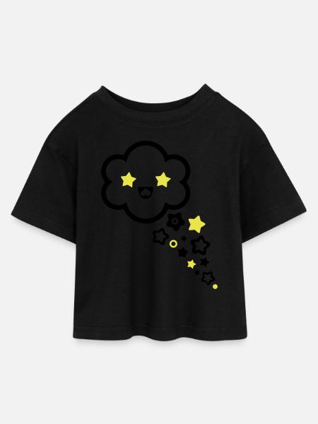 star - Kids’ Cropped Jersey T-Shirt - black