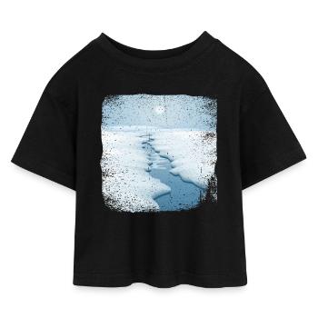 Ruisseau dans la neige avec bord effiloché - T-shirt Crop Top en jersey Enfant - noir - Devant