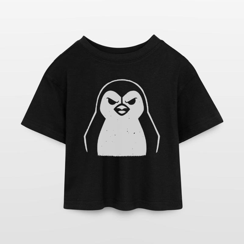 penguin stencil grunge minimalist-vector Linux T-shirt Crop Top en jersey Enfant