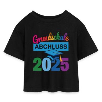 Grundschule Abschluss - Kinder Cropped Jersey T-Shirt - Schwarz - Vorne