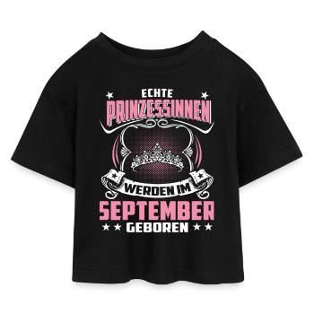 September - birthday - Princess 3 - Kids’ Cropped Jersey T-Shirt - black - Front