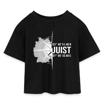 Koordinaten Juist - Kinder Cropped Jersey T-Shirt - Schwarz - Vorne