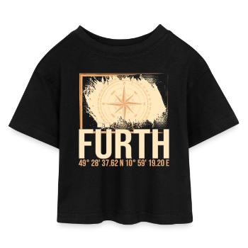 Fürth Koordinaten - Kinder Cropped Jersey T-Shirt - Schwarz - Vorne