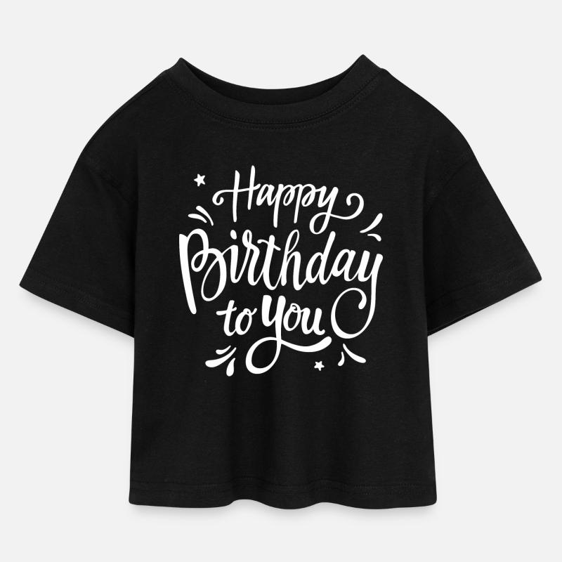 Célébration manuscrite du script d’anniversaire - T-shirt Crop Top en jersey Enfant - noir