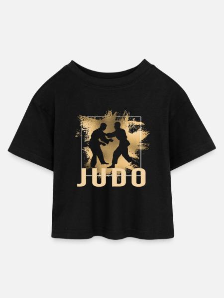 Judo - Kinder Cropped Jersey T-Shirt - Schwarz