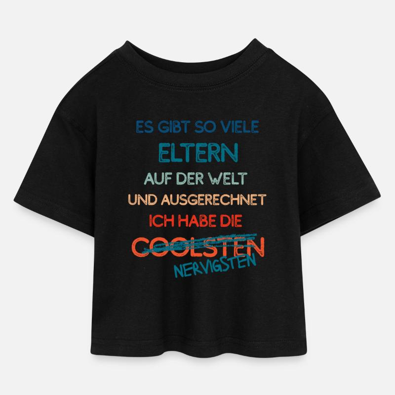 Eltern-Fanshirt Pubertätsedition - Kinder Cropped Jersey T-Shirt - Schwarz