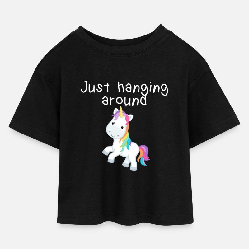 Just hanging around - Kinder Cropped Jersey T-Shirt - Schwarz