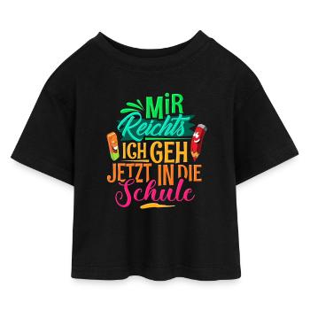 Einschulung - Kinder Cropped Jersey T-Shirt - Schwarz - Vorne