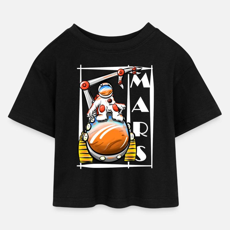 Mars - Kinder Cropped Jersey T-Shirt - Schwarz