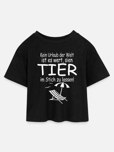Kein Urlaub ohne Tier - Kinder Cropped Jersey T-Shirt - Schwarz