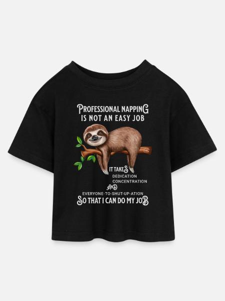 Faultier Witziger Spruch Bürohumor - Kinder Cropped Jersey T-Shirt - Schwarz