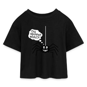 Spinne Spruch Comic lustig - Kinder Cropped Jersey T-Shirt - Schwarz - Vorne