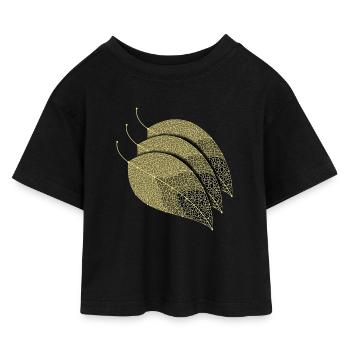Leaves Decorative - Kids’ Cropped Jersey T-Shirt - black - Front