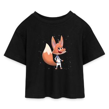 Fuchs "Hannah" – lustiges Waldtier für Kinder - Kinder Cropped Jersey T-Shirt - Schwarz - Vorne