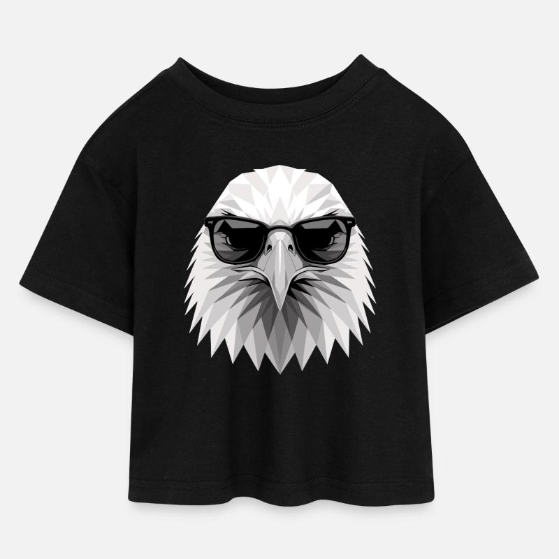 Aigle Pygargue à tête blanche Aigle royal Pygargue à queue blanche - T-shirt Crop Top en jersey Enfant - noir