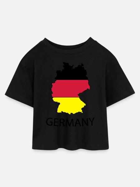germany - Kinder Cropped Jersey T-Shirt - Schwarz