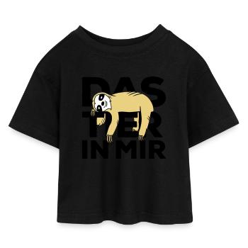 Raise the animal in me Faultier - Kids’ Cropped Jersey T-Shirt - black - Front