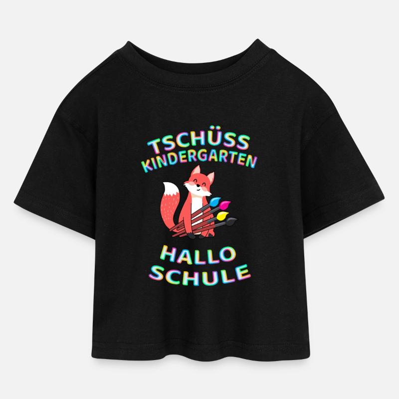 Schule beginnt - Kinder Cropped Jersey T-Shirt - Schwarz