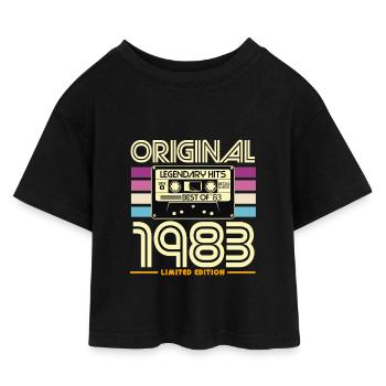 Retro Kassette 1983 Legende - Kinder Cropped Jersey T-Shirt - Schwarz - Vorne