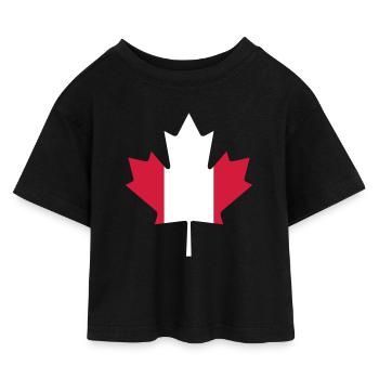 Kanada Flagge - Kinder Cropped Jersey T-Shirt - Schwarz - Vorne