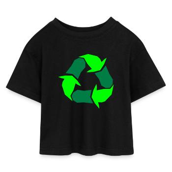 Recycling Symbol Grüne Pfeile Kreislauf Abfall - Kinder Cropped Jersey T-Shirt - Schwarz - Vorne