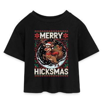 Weihnachten Rentier Rudolph - Weihnachten - Kinder Cropped Jersey T-Shirt - Schwarz - Vorne