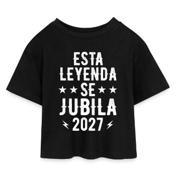 Diese Legende geht 2027 in Rente. - Kinder Cropped Jersey T-Shirt - Schwarz - Vorne
