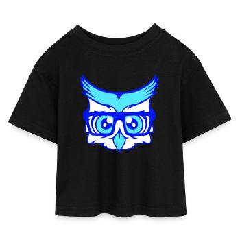 hibou nerd geek horm lunettes oiseau aigle hibou lunettes intelligentes - T-shirt Crop Top en jersey Enfant - noir - Devant