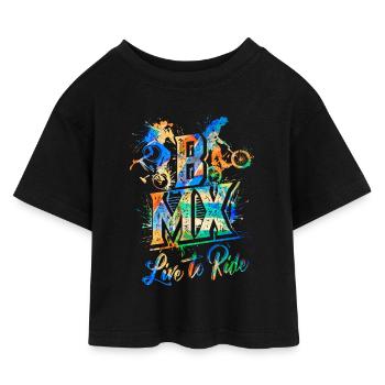 BMX Fahrrad - BMX fahren - BMX für Kinder - BMX - Kinder Cropped Jersey T-Shirt - Schwarz - Vorne