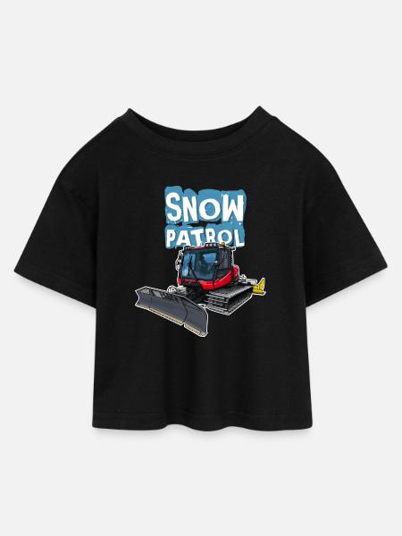 Pistenraupe Bully - Kinder Cropped Jersey T-Shirt - Schwarz