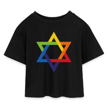 Juive et fière étoile de David - T-shirt Crop Top en jersey Enfant - noir - Devant