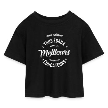 Les meilleurs deviennent educateurs - T-shirt Crop Top en jersey Enfant - noir - Devant