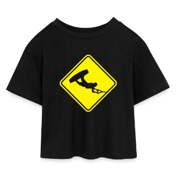 Wakeboarding Roadsign - T-shirt Crop Top en jersey Enfant - noir - Devant