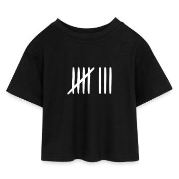 8 Geburtstag Strichliste - 8 Jahre alt - Kinder Cropped Jersey T-Shirt - Schwarz - Vorne