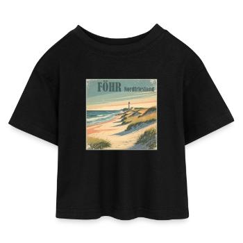 Foehr Nordsee Strand - Kinder Cropped Jersey T-Shirt - Schwarz - Vorne