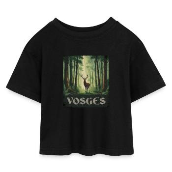 Vosges Hirsch Wald - Kinder Cropped Jersey T-Shirt - Schwarz - Vorne