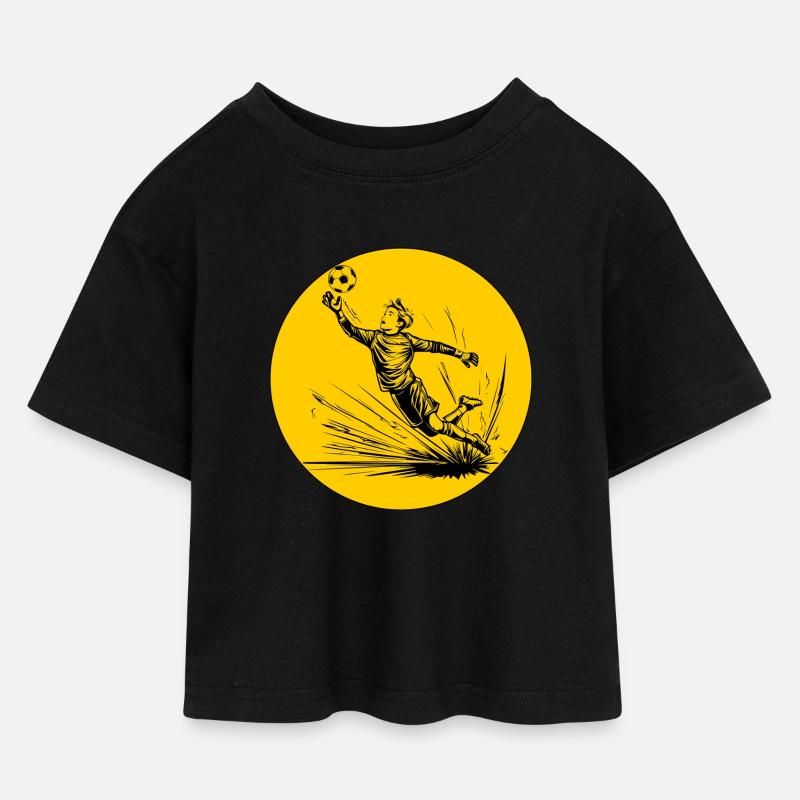 Torwart (schwarz-gelb) - Kinder Cropped Jersey T-Shirt - Schwarz