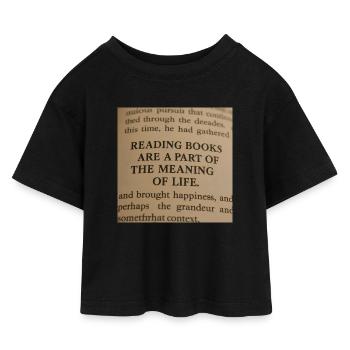 Lesen und der Sinn des Lebens - Kinder Cropped Jersey T-Shirt - Schwarz - Vorne