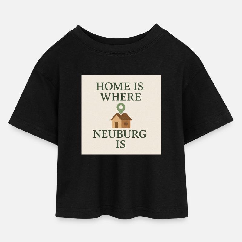 Home is where Neuburg is - Kinder Cropped Jersey T-Shirt - Schwarz