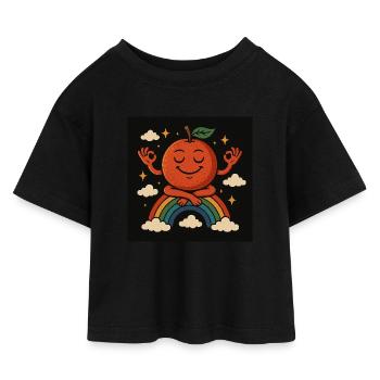 Orange arc-en-ciel - T-shirt Crop Top en jersey Enfant - noir - Devant