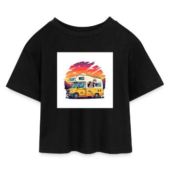 Découvrez notre chemise Camperliebe 50+ de haute qualité - T-shirt Crop Top en jersey Enfant - noir - Devant