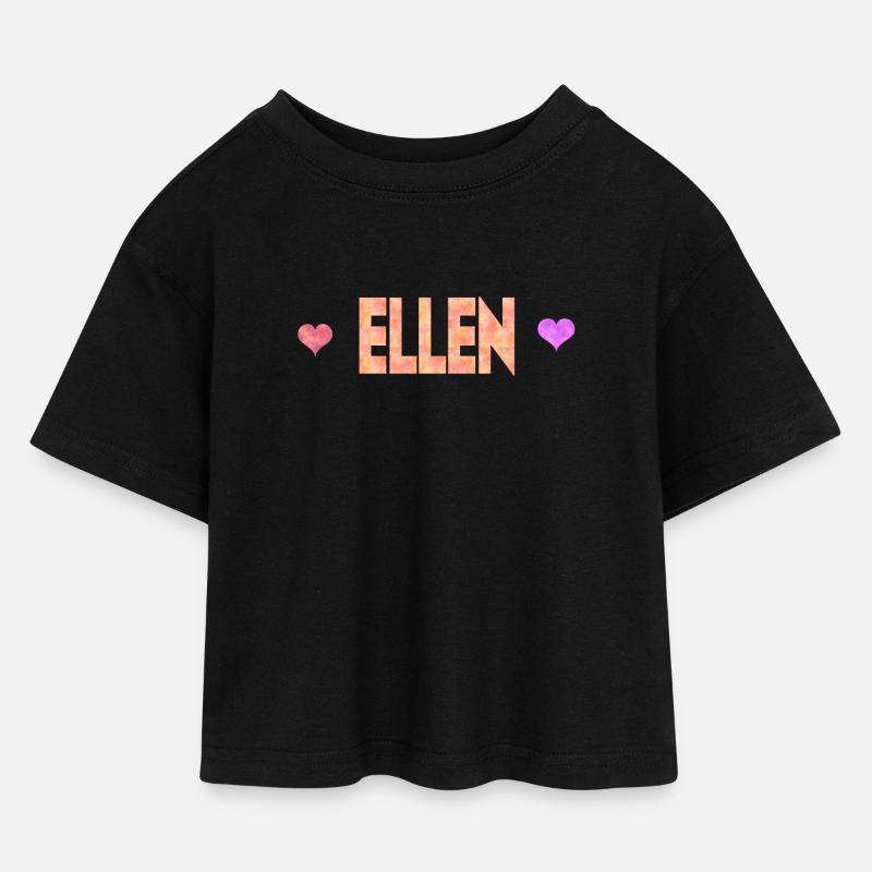 Ellen - Kinder Cropped Jersey T-Shirt - Schwarz