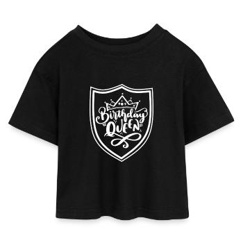 Birthday QUEEN - Kinder Cropped Jersey T-Shirt - Schwarz - Vorne