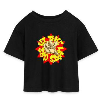 Ltwo - Kinder Cropped Jersey T-Shirt - Schwarz - Vorne