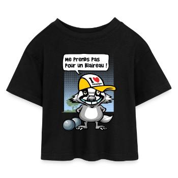 Blaireau pétanque - T-shirt Crop Top en jersey Enfant - noir - Devant