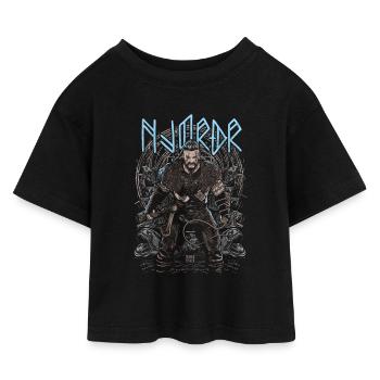 Njörðr - Norse god of the sea and wealth - Kids’ Cropped Jersey T-Shirt - black - Front